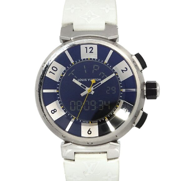 LOUIS VUITTON Tambour In Black Q118F Quartz Analog Digital Watch 90252760 - Picture 1 of 12